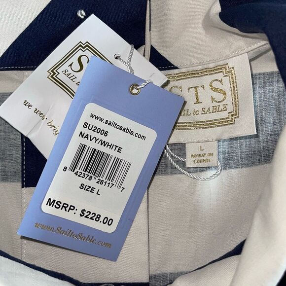 Sail To Sable Womens Striped Sleeveless Cowl‎ Shift Dress Navy White Large NWT - Picture 8 of 10